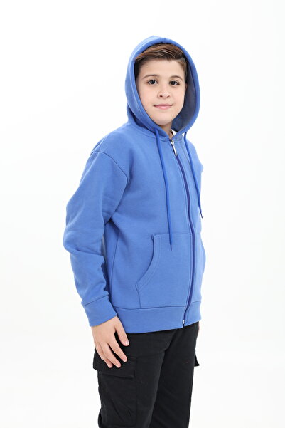 Tight Lady Cardigan pentru copii din bumbac organic 100%, cu 3 fire de lână, cu glugă, cu fermoar, cu buzunar cangur