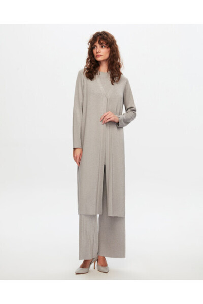 MISS DALIDA Keten İp Triko Uzun NATUREL Hırka