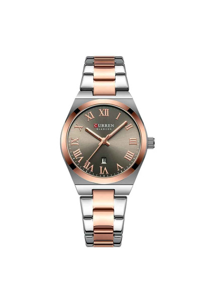 Curren Elegant Women's Watch, Quartz, Roman Numeral Dial, Stainless Steel Bracelet, Calendar