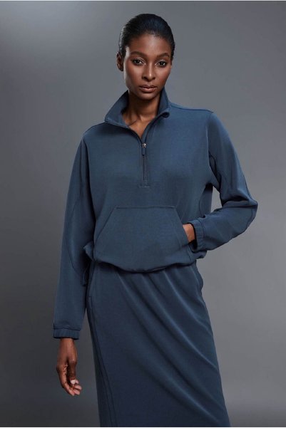 Dracaena cinnabari Women's Zip-Up Half-Neck Sweatshirt - Heavy Cotton