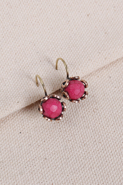 Süspüs Accessories Authentic Earrings with Pink Round Stones