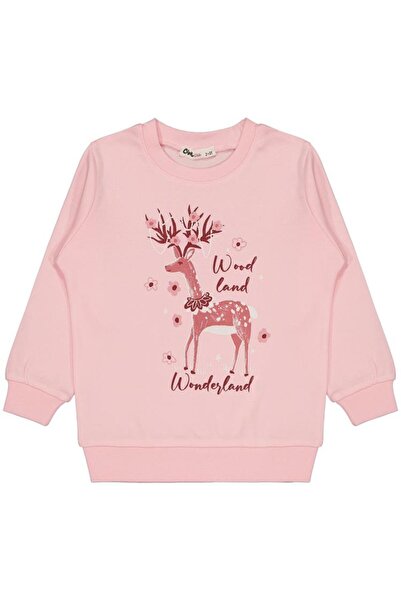 Civil Girls Geyik Baskılı 2-5 Yaş Sweatshirt - Pembe 4-5 Yaş