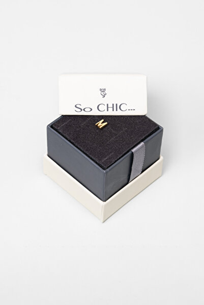 So CHIC... My Story M Harfi 18 Ayar Sarı Altın Kaplama Gümüş Tek Küpe
