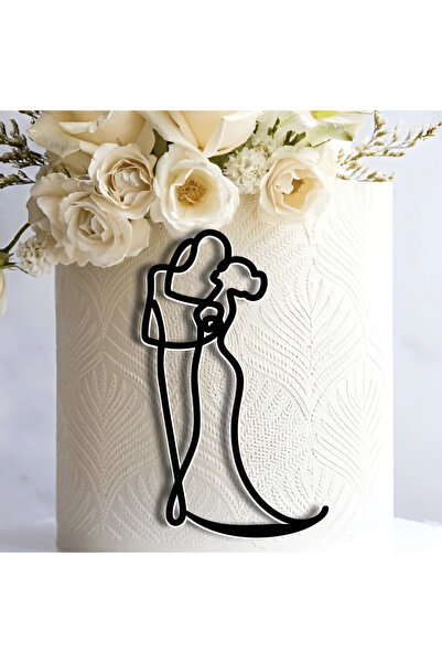 Bloom Atelier Cake Topper Minimalist Nunta, Couple, plexiglas negru