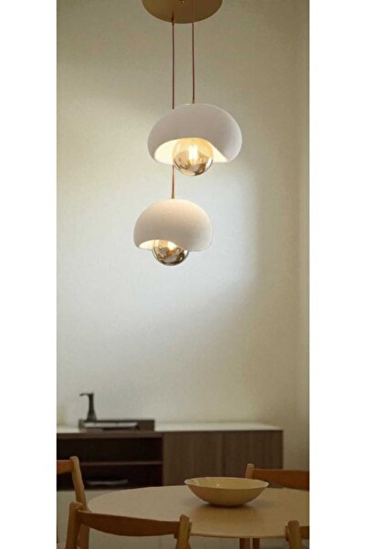 GLOBELUX Beton Görünümlü Eskitme Rek Bohem 2.Lİ Sarkıt Avize -ŞIK Tasarım, (Ampul Hediye)