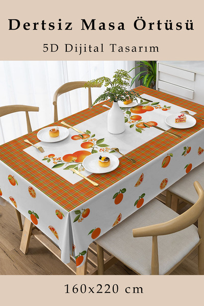MonoHome Скатертина з фруктами 5D Цифровий дизайн - Бездоганна тканина Персик...