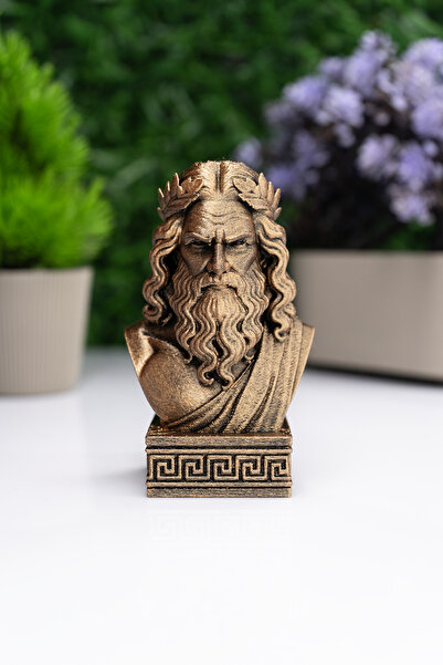 Makerpax Zeus Büst Figür – Antik Yunan Mitolojisi Dekoratif Heykel 12CM