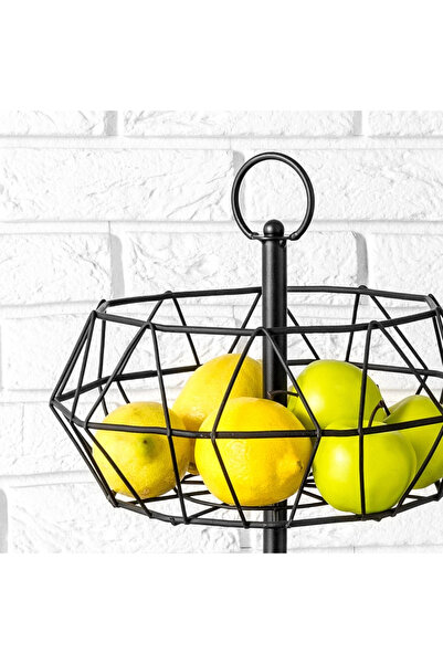 Other Koszyk na owoce metalowy czarny 2-poziomowy