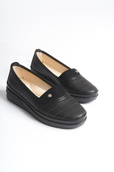 Solo Bag Black Leather Laceless Orthopedic Sole Daily Walking Mother Shoes