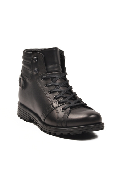 AYAKMOD Μαύρες δερμάτινες γούνινες αντιολισθητικές ανδρικές μπότες 2K1426-HK-700 M