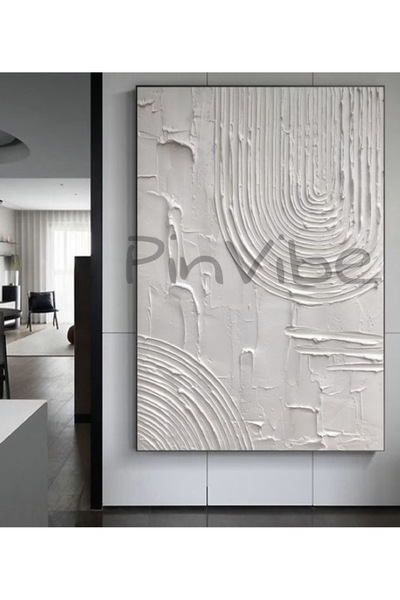 Home PinVibe El Yapımı Kabartmalı Minimal Duvar Tablosu – Beyaz Dokulu Modern...