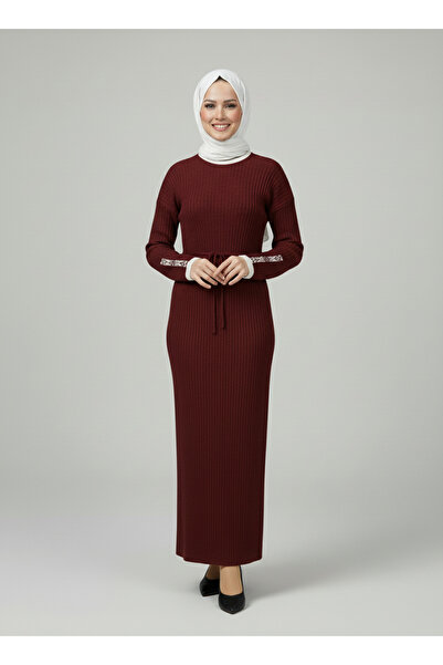 BENAHOLL Delasya Self-Made Dress with Corded Fabric Beards and Stone on the S...