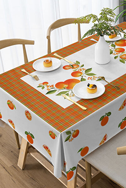 MonoHome Tablecloth Fruity 5D Digital Design- Hassle-Free Fabric Peach Orange