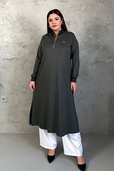 ModaPlaza Tunica lungă modală cu fermoar pentru femei 7561
