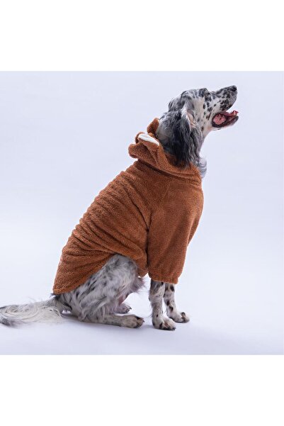 Pawstar Kahverengi Lucca Teddy Hoodie Ayı Kulaklı Peluş Orta Büyük Irklar Köpek Kıyafeti Köpek Sweati