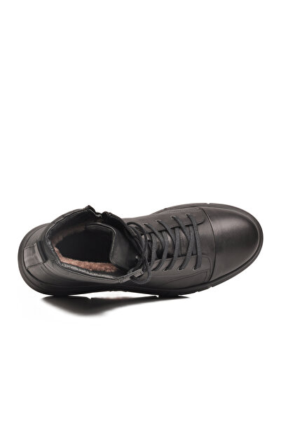 AYAKMOD Μαύρες δερμάτινες ανδρικές μπότες με αντιολισθητική προστασία από το κρύο 2K1238-HK-510 M