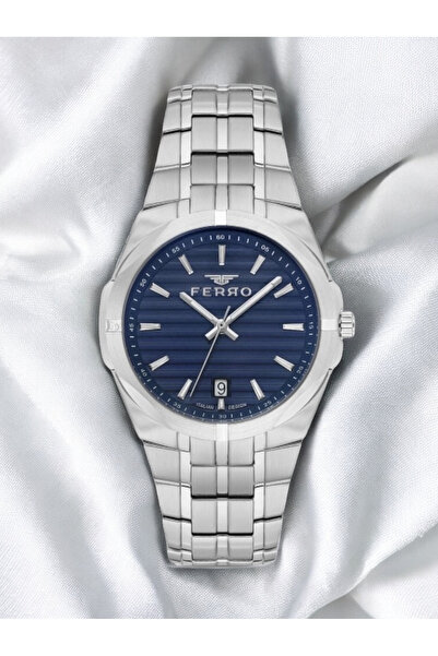 FERRO Gümüş Çelik Kordon Erkek Kol Saati FM40143A-A3 Tüm Fonksiyonlar Aktif 3 ATM Su Geçirmez