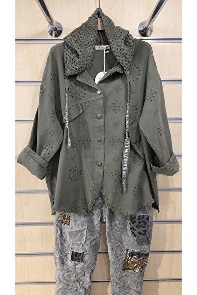 Park Moda Thin Denim Jacket Mesh Hooded