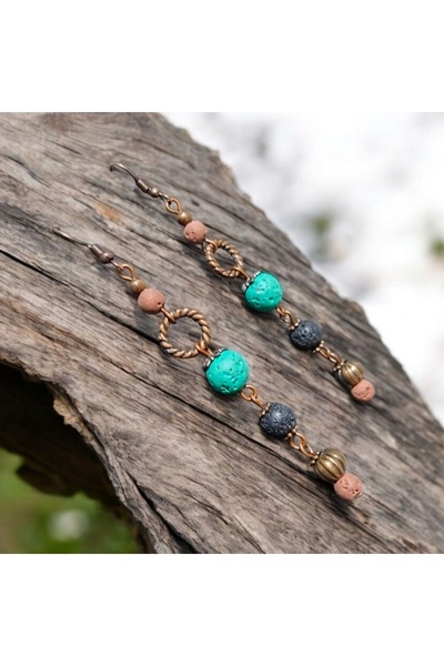 Birtakı'm Şeyler أقراط أصلية مصنوعة يدوياً من حجر الحمم البركانية