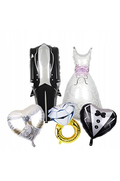 zola Set of 5 bride and groom balloons, Zola, different sizes, multicolor