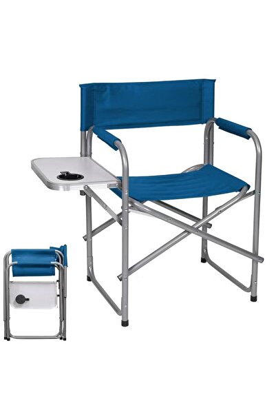 Generic Folding Camping Chair with Side Table and Cup Holder, Durable Aluminum Frame Perfect for Trips and Picnics