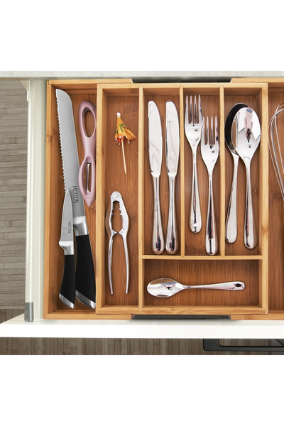 Other Wkład na sztućce do szuflady rozsuwany bambusowy 35,5x26 cm