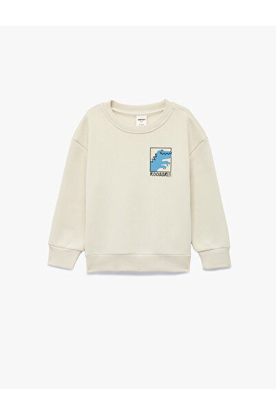 Koton Dinosaur Printed Long Sleeve Crew Neck Oversized Sweatshirt