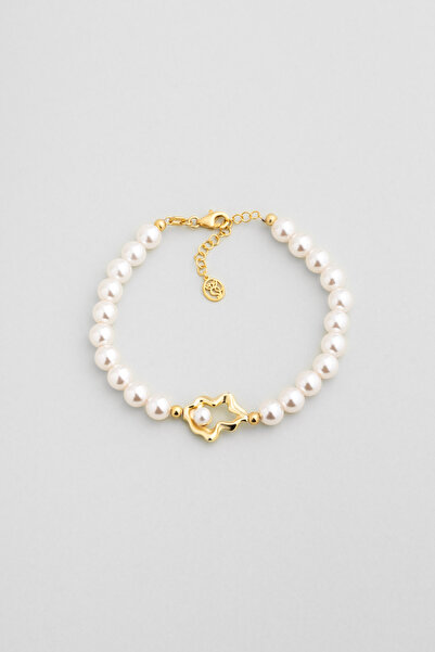 So CHIC... Camila 18 Ayar Sarı Altın Kaplama 19 Cm Gümüş İnci Bileklik