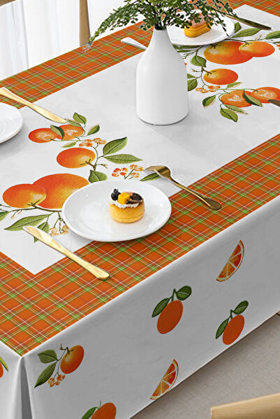 MonoHome Tablecloth Fruity 5D Digital Design- Hassle-Free Fabric Peach Orange