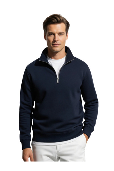 MOONBULL Unisex Dik Yaka Yarım Fermuarlı Fit 3 İplik Sweatshirt