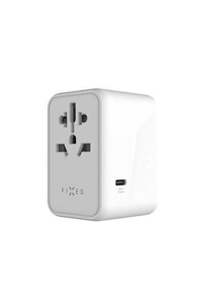 FIXED Travel power adapter EU/UK/US/AUS with Type-C and USB - FIXCT65-3C2A-WH