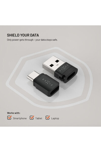 FIXED Adaptor USB blocator de date 2-în-1, FIXA-BLC-BK, negru
