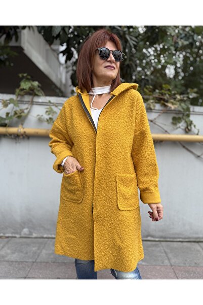 DenizEge Italian Midi Length Felt Coat Mustard