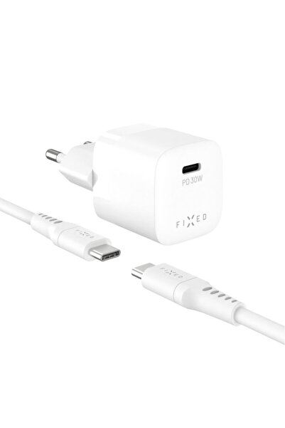 FIXED Încărcător de perete GaN Type-C + cablu, 30W, alb, FIXCG30M-CC-WH