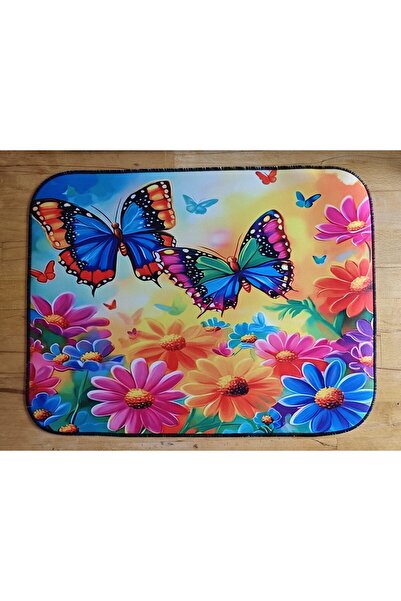 sgeteknoloji Sge Technology 55X45 cm Butterfly Flower Anti-Slip Base Speed Surface Gamer Mouse Pad Gaming Pad