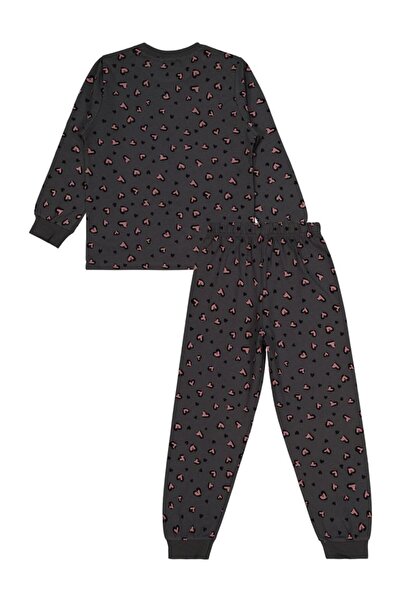 Civil Girls Leopard 6-9 Years Old Pajama Set - Gray7-8 Years Old
