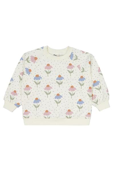 Civil Girls Dotted Floral Patterned 2-5 Years Old Tracksuit Set - Green 4-5 Years Old