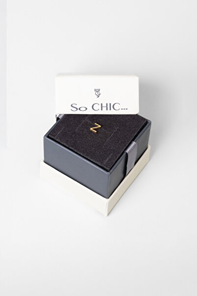 So CHIC... My Story Z Harfi 18 Ayar Sarı Altın Kaplama Gümüş Tek Küpe