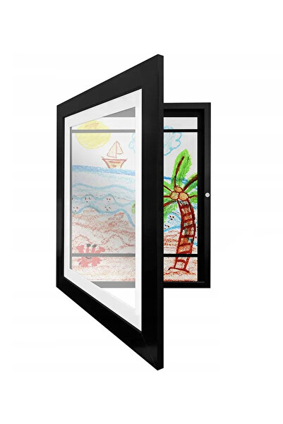 zola Passepartout frame for photos and drawings, storage space, magnetic closure, A4, wood, 33x25 cm, black