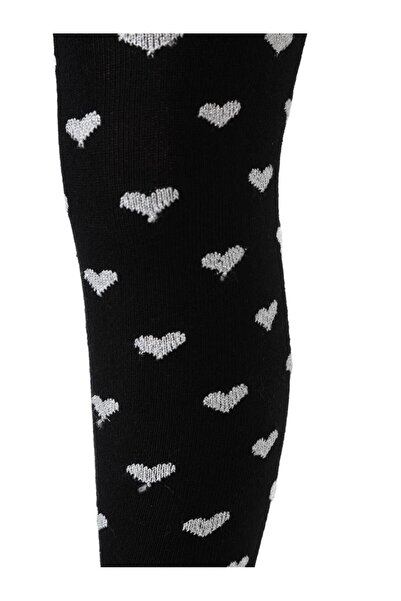 Civil Girls Glitter Heart 3-11 Years Old Girls Pantyhose - Black 9-10 Years Old