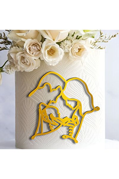 Bloom Atelier Cake Topper Minimalist Family, Oglinda Acrilica Auriu