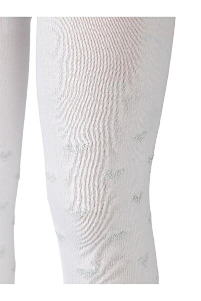 Civil Girls Glitter Heart 3-11 Years Old Girls' Pantyhose - White 5-6 Years Old