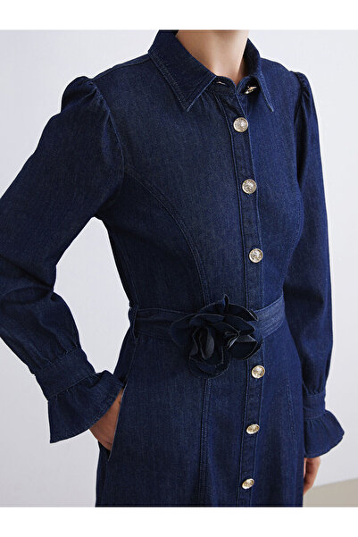 LC Waikiki Kuşaklı Jean Gömlek Elbise