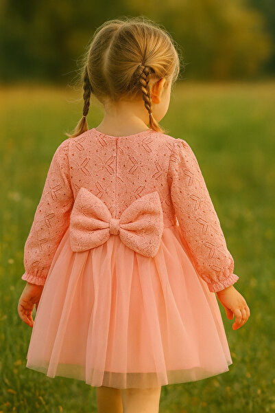 2kids2mom Kız Bebek Çocuk Dantel Güpürlü Doğum Günü Parti Düğün Özel Gün Tüllü Astarlı Prenses Abiye Elbise