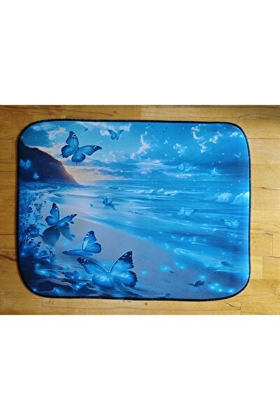 sgeteknoloji Sge Technology 55X45 cm Blue Butterflies Anti-Slip Base Speed Surface Gamer Mouse Pad Gaming Pad