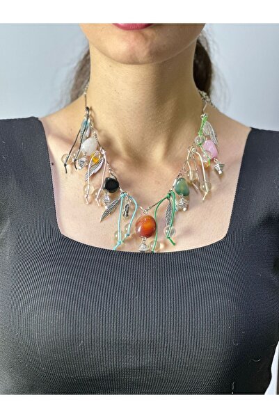 Gönülden Tasarım Mixed Natural Stone Women's Necklace 28 cm
