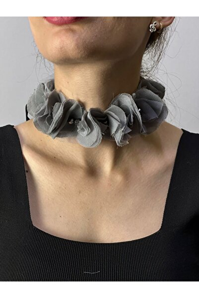 Gönülden Tasarım Beaded Women's Necklace with Binding Tulle