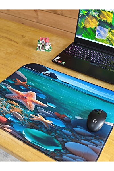 sgeteknoloji Sge Technology 55X45 cm Pebble Sea Star Anti-Slip Base Speed Surface Gamer Mouse Pad Gaming Pad