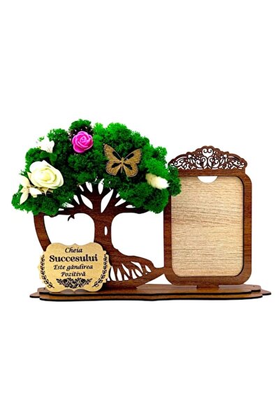 OEM Photo frame decoration – Tree of Life with lichens & teachers' message, 30x18 cm, walnut