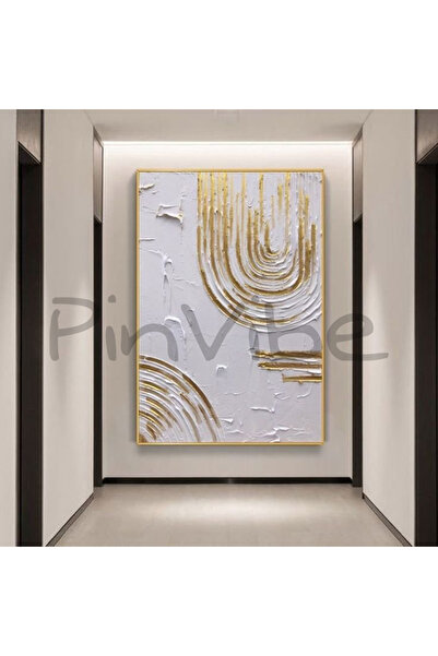 Home Pinvibe El Yapımı Rölyef Alçı Duvar Dekoru – Altın Varaklı Modern Tasarı...